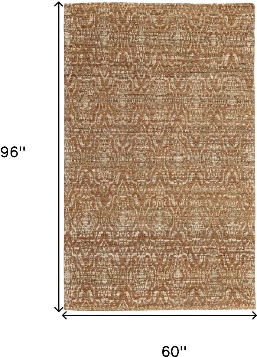 Orange and Tan Geometric Hand Woven Area Rug Photo 3