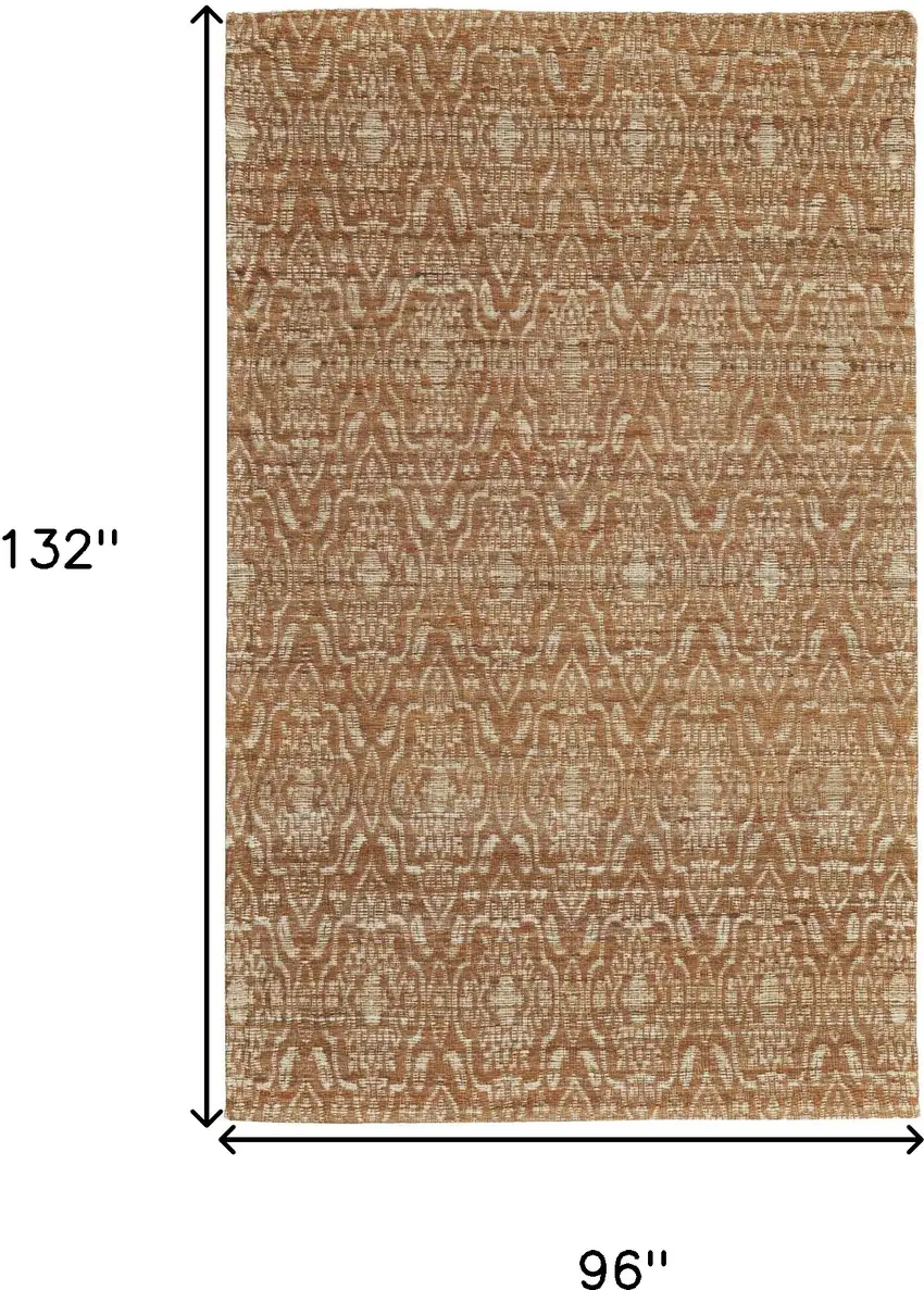 Orange and Tan Geometric Hand Woven Area Rug Photo 3