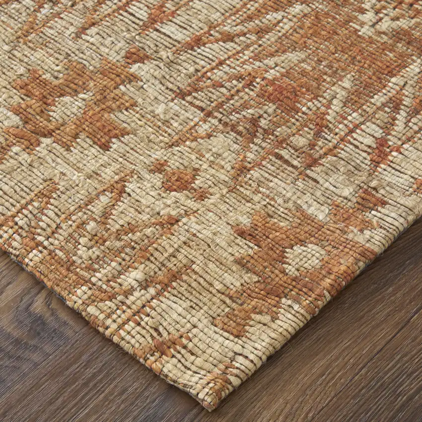 Orange and Tan Geometric Hand Woven Area Rug Photo 9