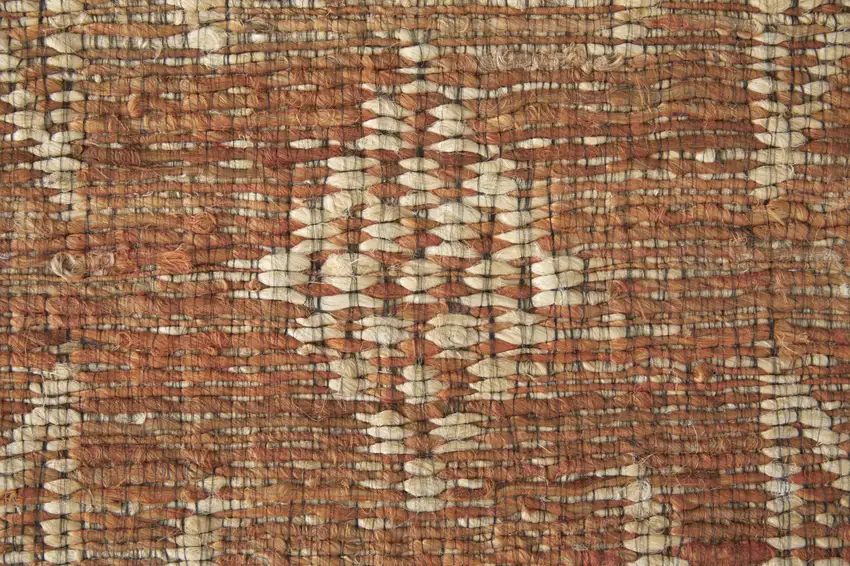 Orange and Tan Geometric Hand Woven Area Rug Photo 8