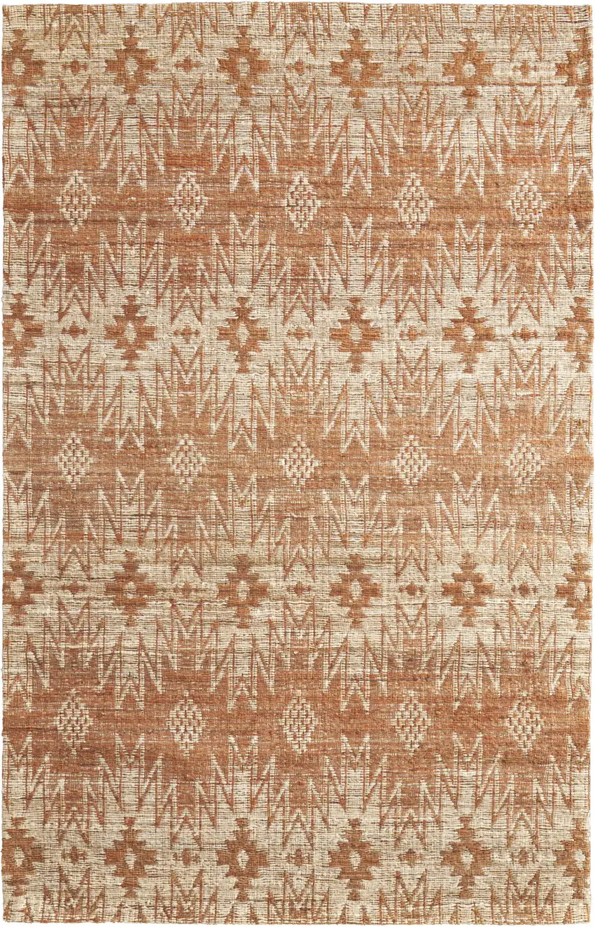 Orange and Tan Geometric Hand Woven Area Rug Photo 2