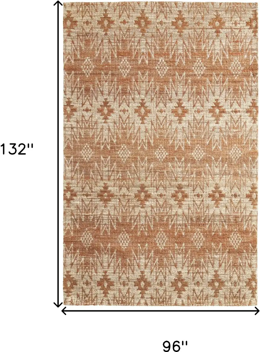 Orange and Tan Geometric Hand Woven Area Rug Photo 3