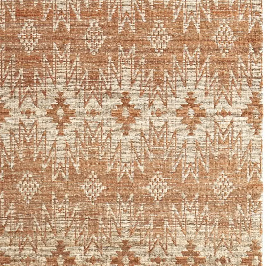 Orange and Tan Geometric Hand Woven Area Rug Photo 9