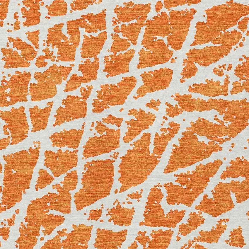 Orange and White Abstract Washable Non Skid Indoor Outdoor Area Rug Photo 6