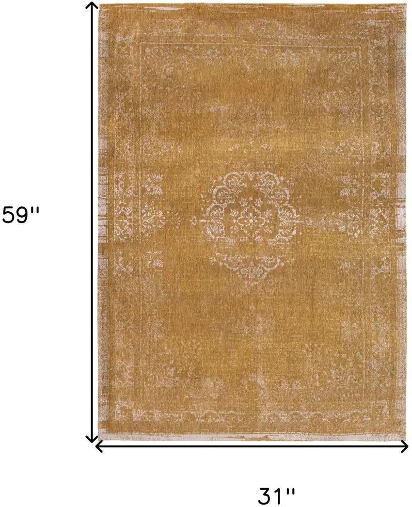 Orange and White Medallion Non Skid Area Rug Photo 3