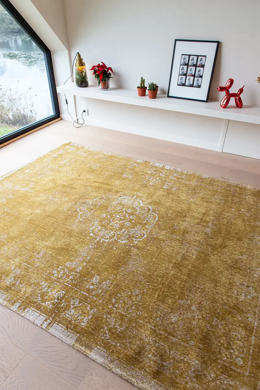 Orange and White Medallion Non Skid Area Rug Photo 7