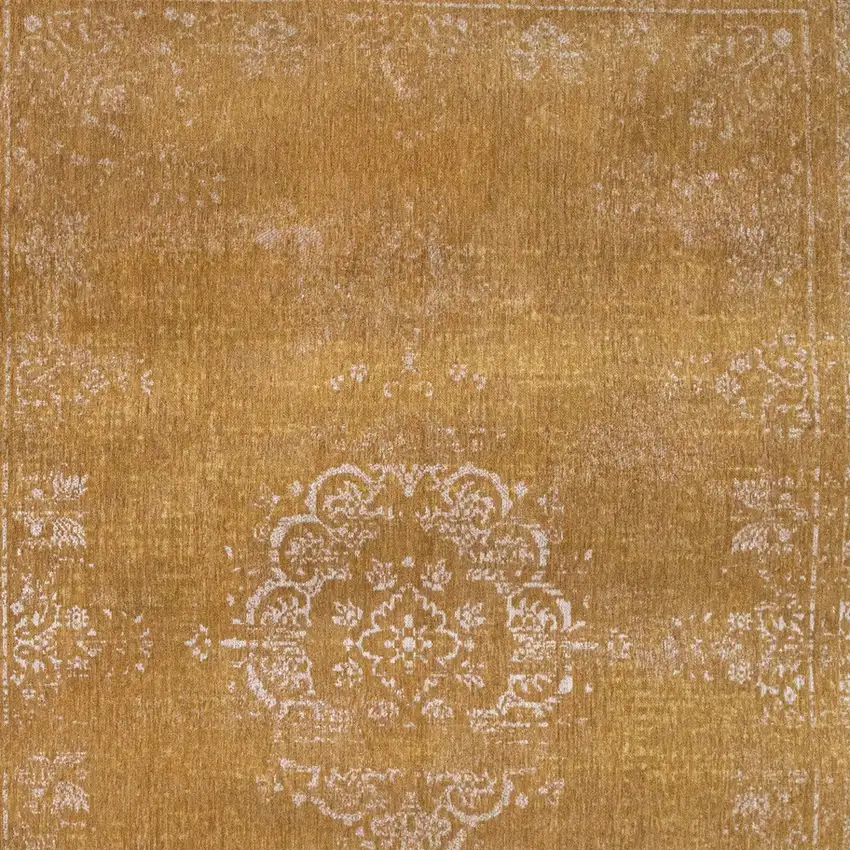 Orange and White Medallion Non Skid Area Rug Photo 5