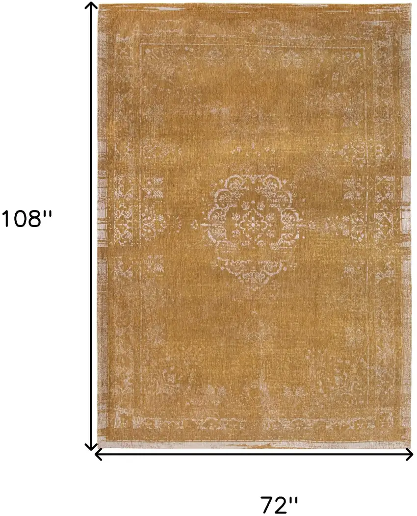 Orange and White Medallion Non Skid Area Rug Photo 3