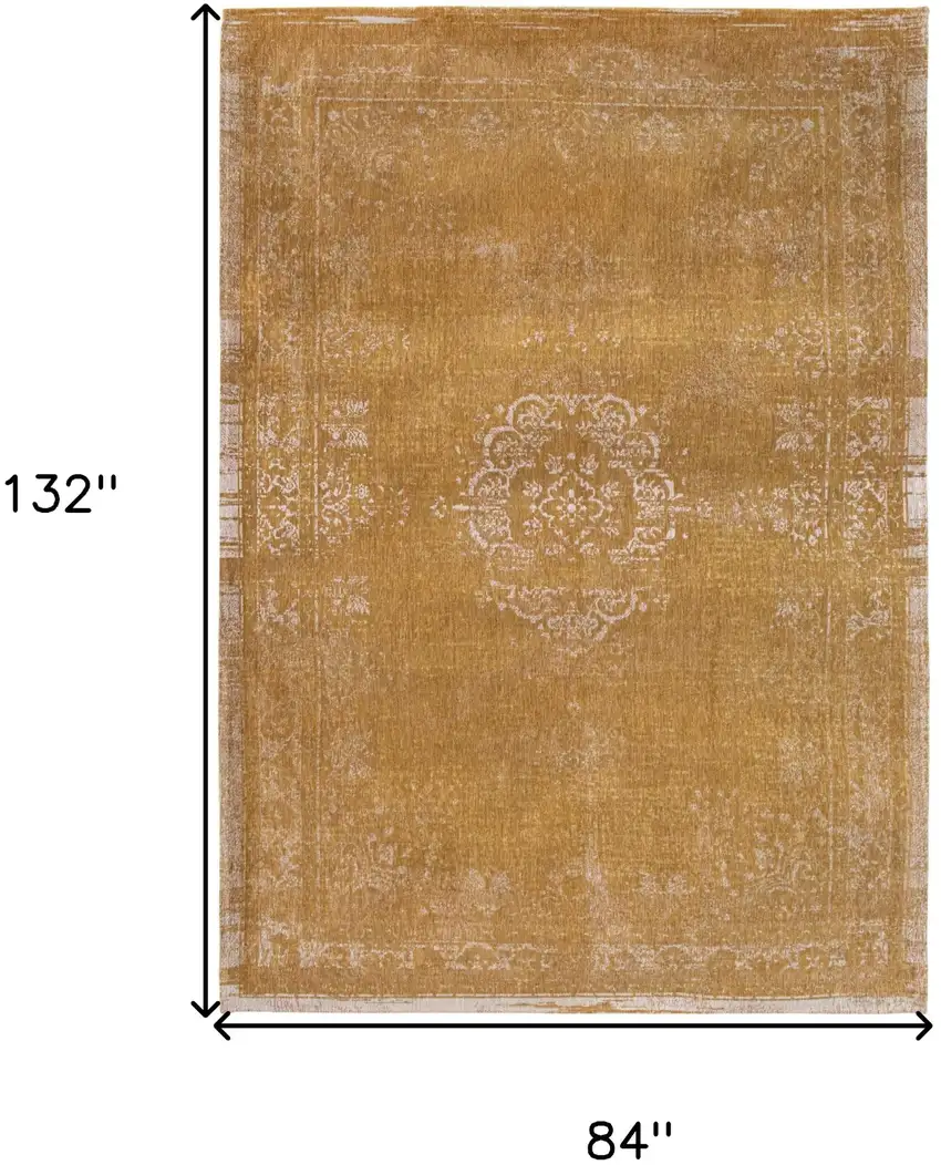 Orange and White Medallion Non Skid Area Rug Photo 3