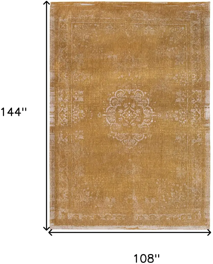 Orange and White Medallion Non Skid Area Rug Photo 3