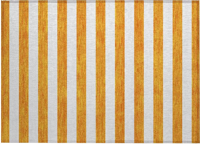 Orange and White Striped Washable Non Skid Indoor Outdoor Area Rug Photo 2