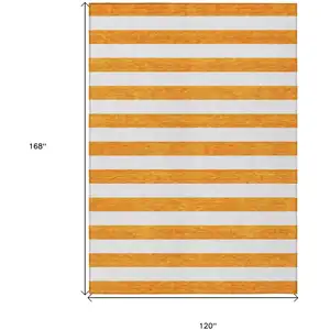 Photo of Orange and White Striped Washable Non Skid Indoor Outdoor Area Rug