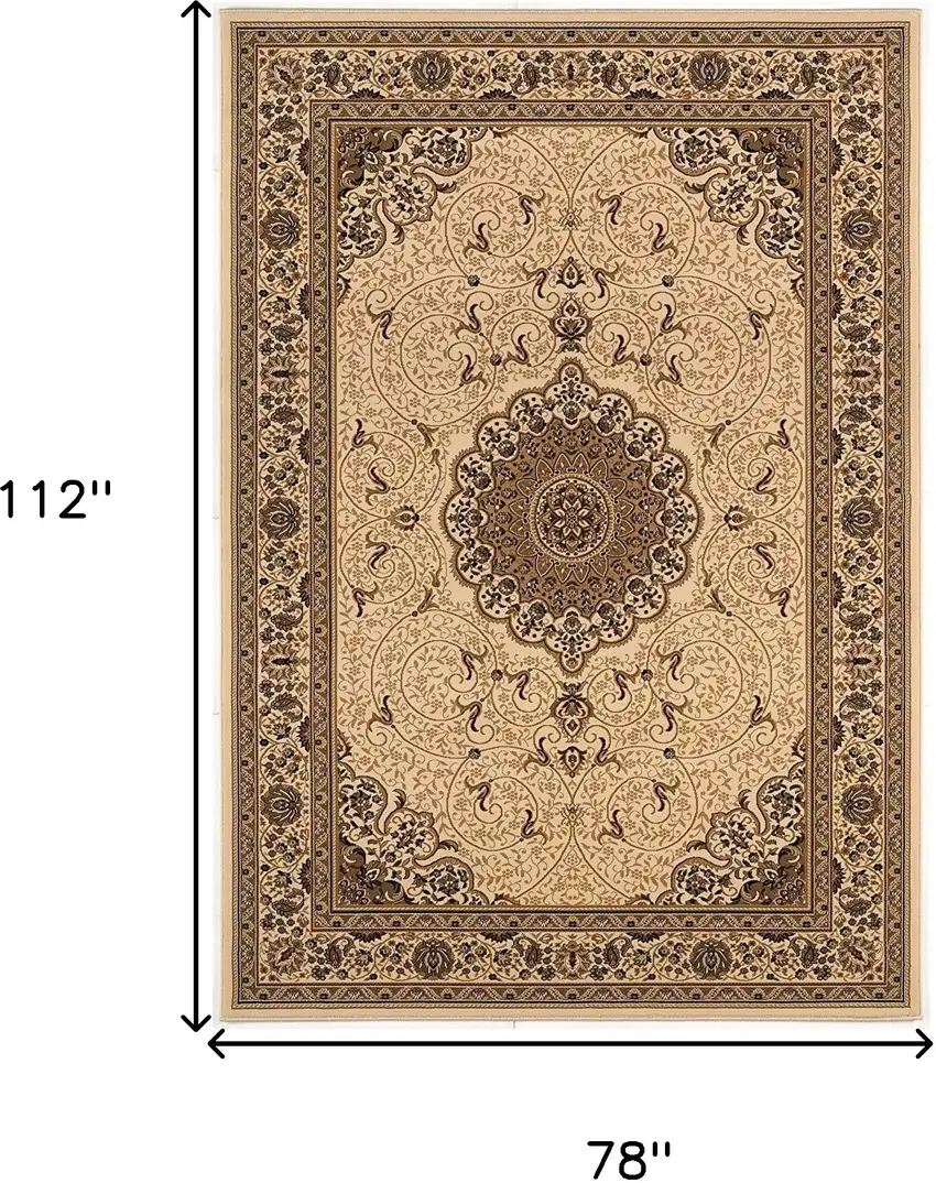 Oriental Medallion Stain Resistant Area Rug Photo 9