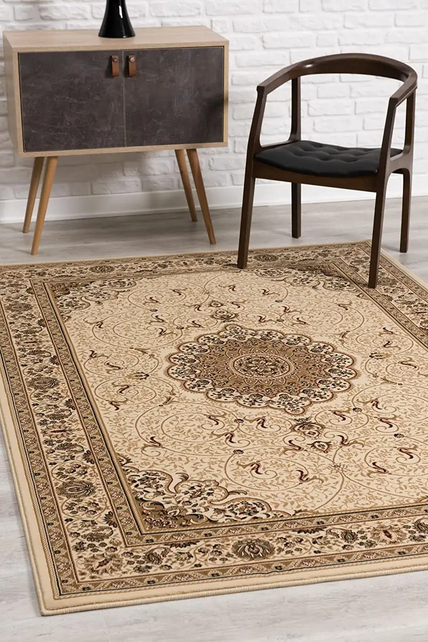 Oriental Medallion Stain Resistant Area Rug Photo 2