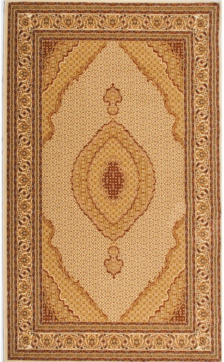 Beige and Ivory Oriental Power Loom Area Rug Photo 9