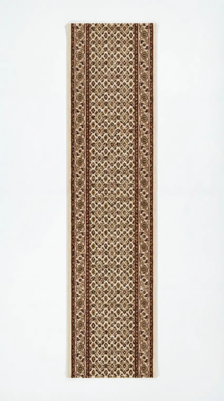 10' Beige And Ivory Oriental Runner Rug Photo 7