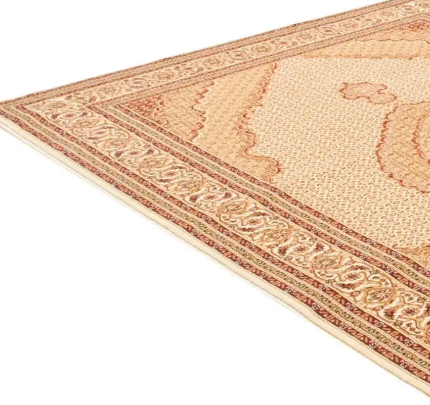 Cream Gold Oriental Power Loom Stain Resistant Area Rug Photo 6