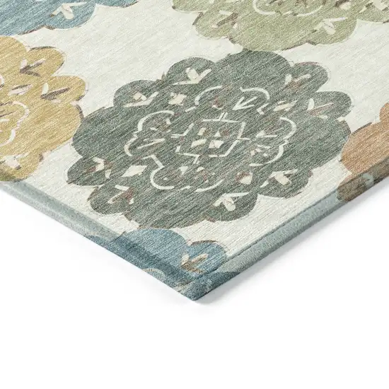 Pacific Blue Ivory And Copper Quatrefoil Washable Indoor Outdoor Area Rug Photo 7