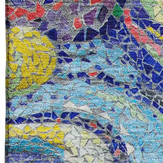 Pacific Blue Ivory And Yellow Geometric Washable Area Rug With UV Protection Photo 4