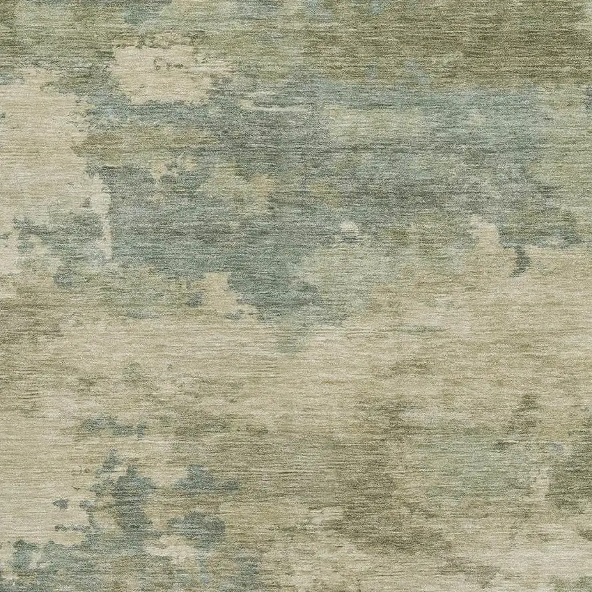 Pale Aqua And Beige Abstract Washable Area Rug With UV Protection Photo 3