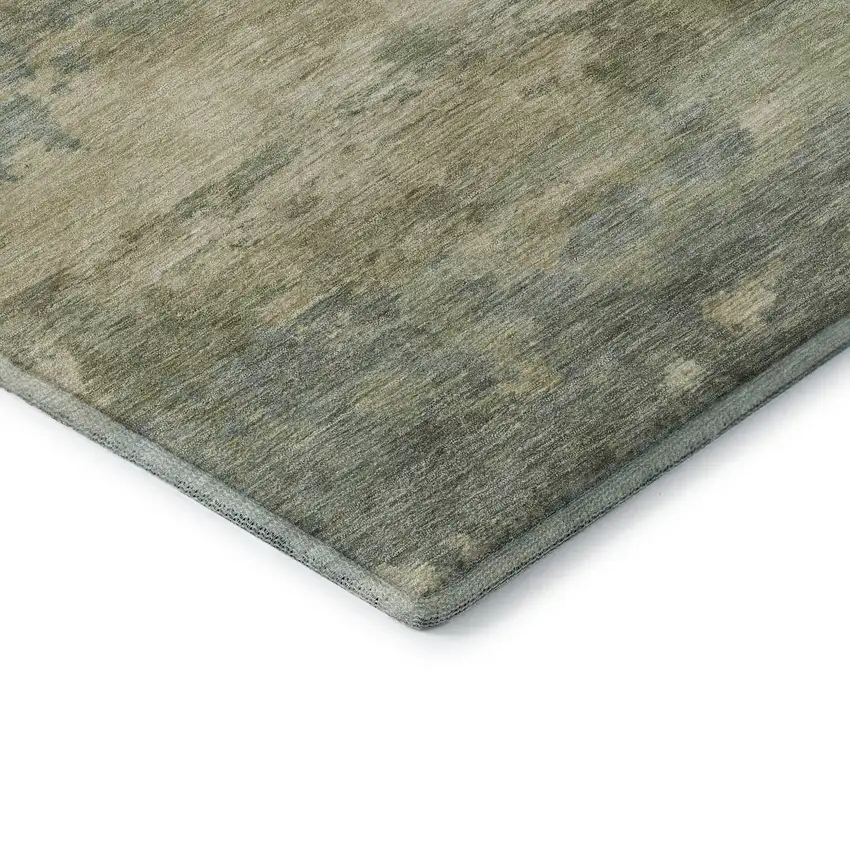 Pale Aqua And Beige Abstract Washable Area Rug With UV Protection Photo 7