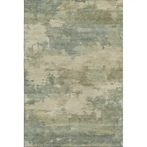 Photo of Pale Aqua And Beige Abstract Washable Area Rug With UV Protection