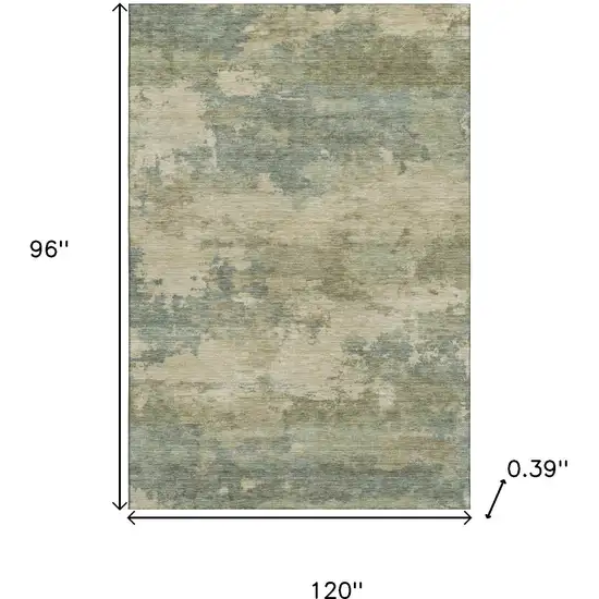Pale Aqua And Beige Abstract Washable Area Rug With UV Protection Photo 9