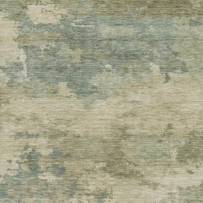 Pale Aqua And Beige Abstract Washable Area Rug With UV Protection Photo 3