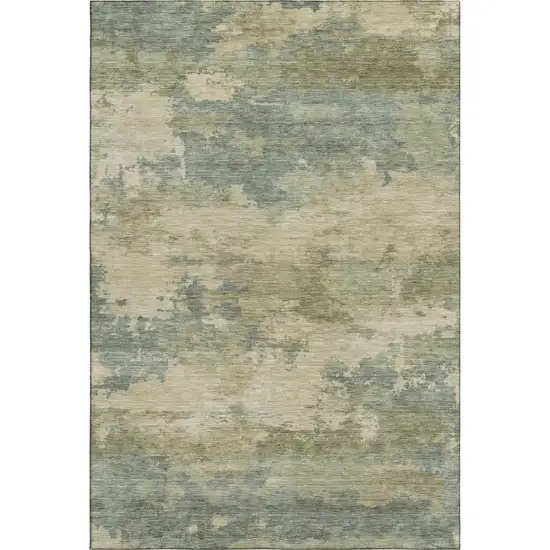 Pale Aqua And Beige Abstract Washable Area Rug With UV Protection Photo 1
