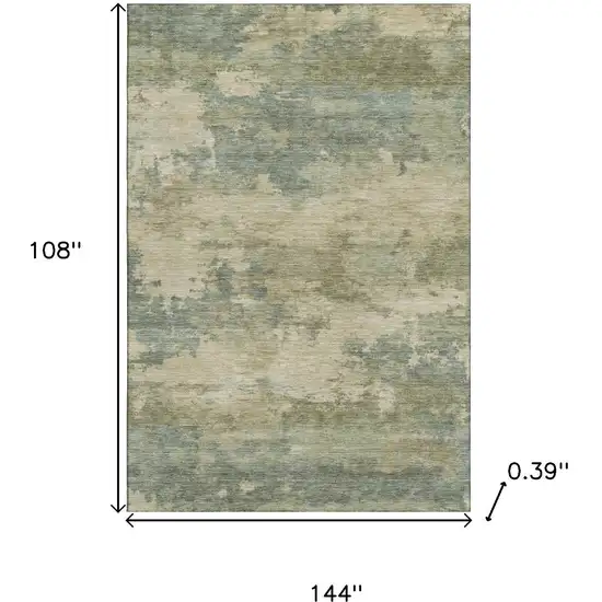 Pale Aqua And Beige Abstract Washable Area Rug With UV Protection Photo 9