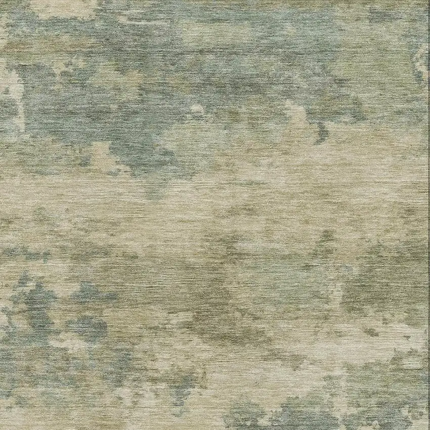 Pale Aqua And Beige Abstract Washable Area Rug With UV Protection Photo 3