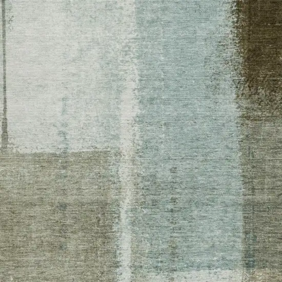 Pale Aqua And Beige Abstract Washable Indoor Outdoor Area Rug Photo 3