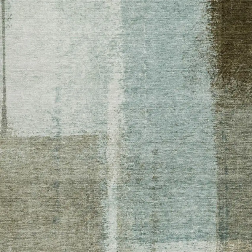 Pale Aqua And Beige Abstract Washable Indoor Outdoor Area Rug Photo 3