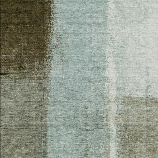 Pale Aqua And Beige Abstract Washable Indoor Outdoor Area Rug Photo 9