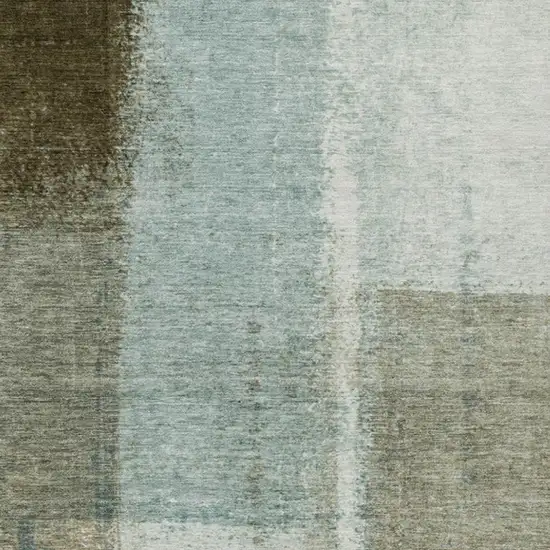 Pale Aqua And Beige Abstract Washable Indoor Outdoor Area Rug Photo 9