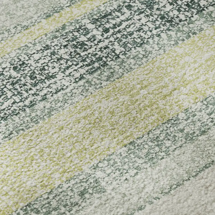 Pale Aqua And Beige Striped Washable Area Rug With UV Protection Photo 7