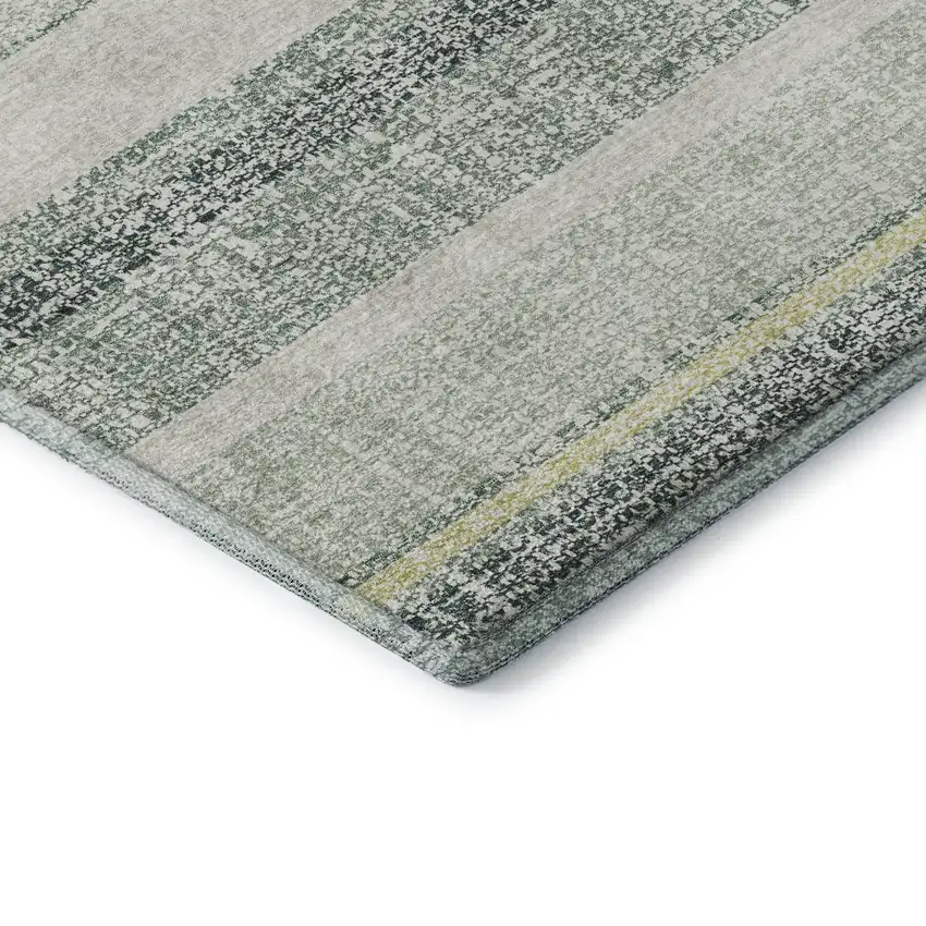 Pale Aqua And Beige Striped Washable Area Rug With UV Protection Photo 6