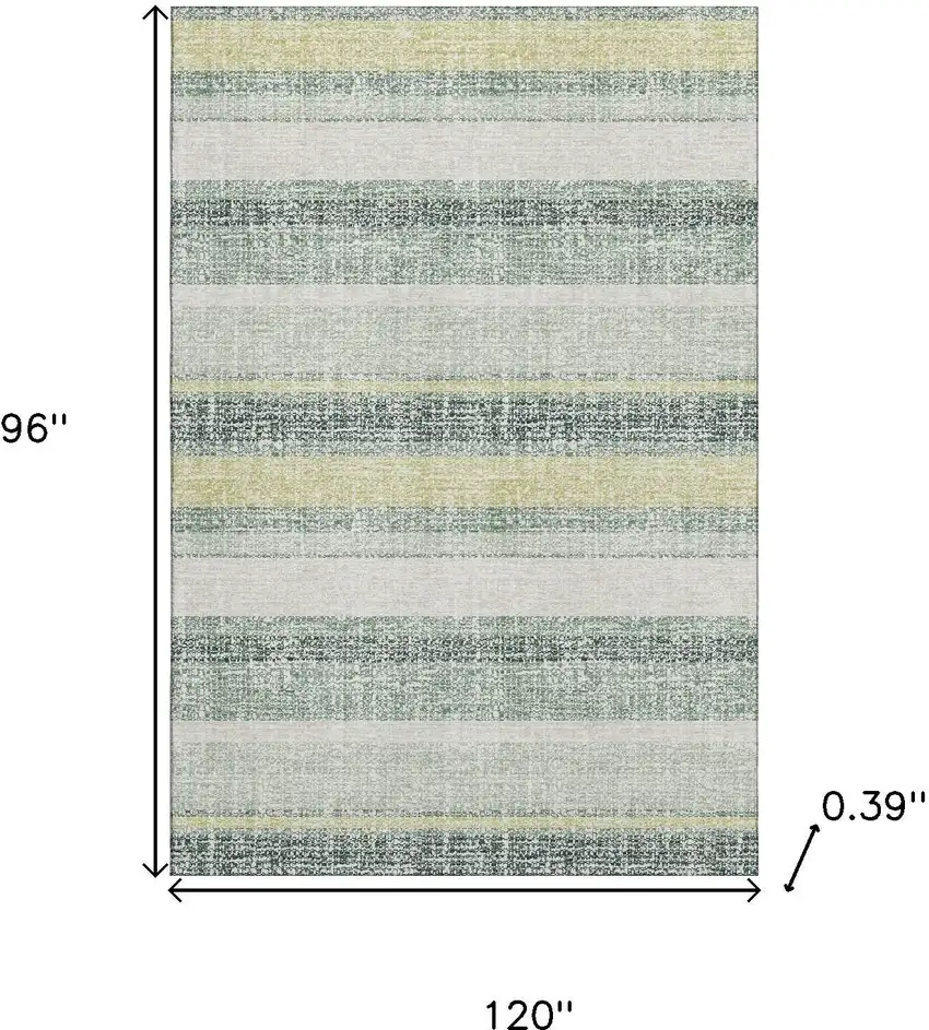 Pale Aqua And Beige Striped Washable Area Rug With UV Protection Photo 9