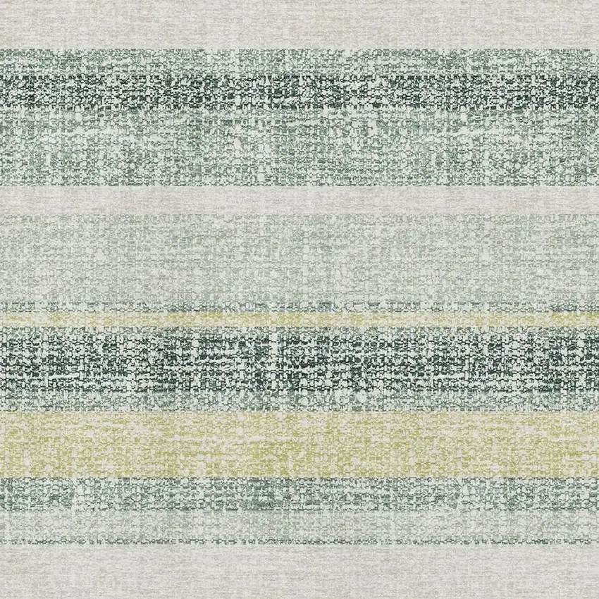 Pale Aqua And Beige Striped Washable Area Rug With UV Protection Photo 3