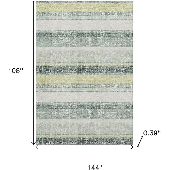 Pale Aqua And Beige Striped Washable Area Rug With UV Protection Photo 9