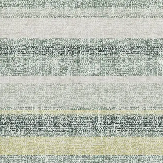 Pale Aqua And Beige Striped Washable Area Rug With UV Protection Photo 3
