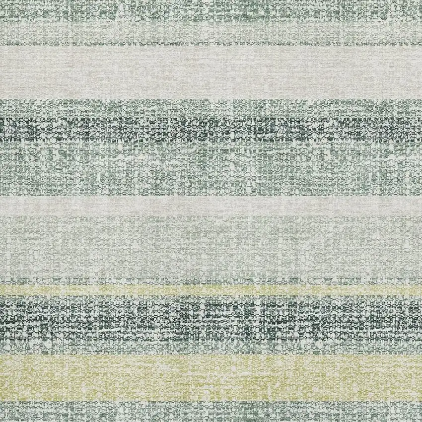 Pale Aqua And Beige Striped Washable Area Rug With UV Protection Photo 3