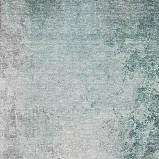 Pale Aqua And Gray Abstract Washable Indoor Outdoor Area Rug Photo 3