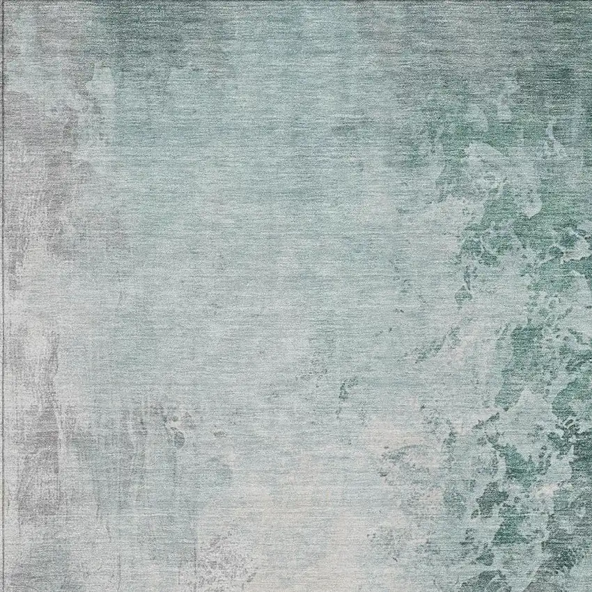 Pale Aqua And Gray Abstract Washable Indoor Outdoor Area Rug Photo 3
