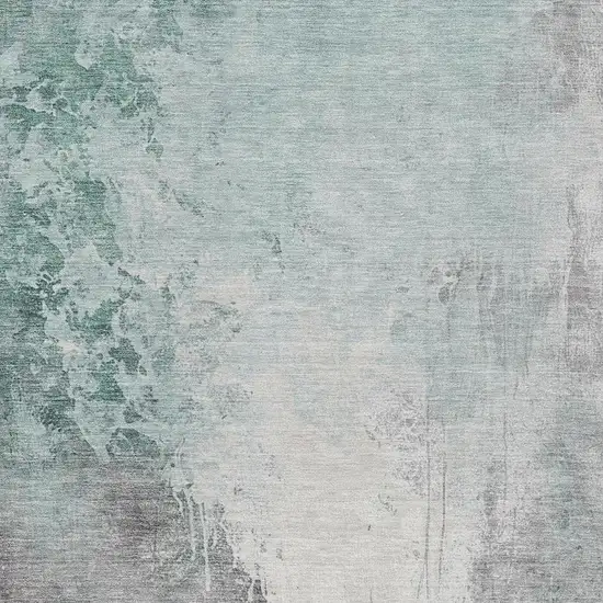 Pale Aqua And Gray Abstract Washable Indoor Outdoor Area Rug Photo 3