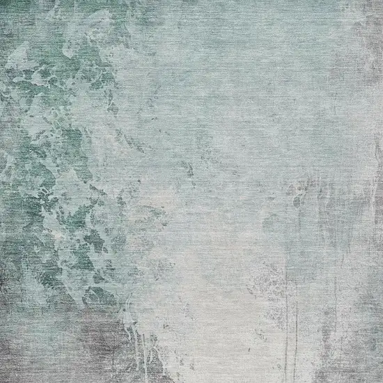 Pale Aqua And Gray Abstract Washable Indoor Outdoor Area Rug Photo 3