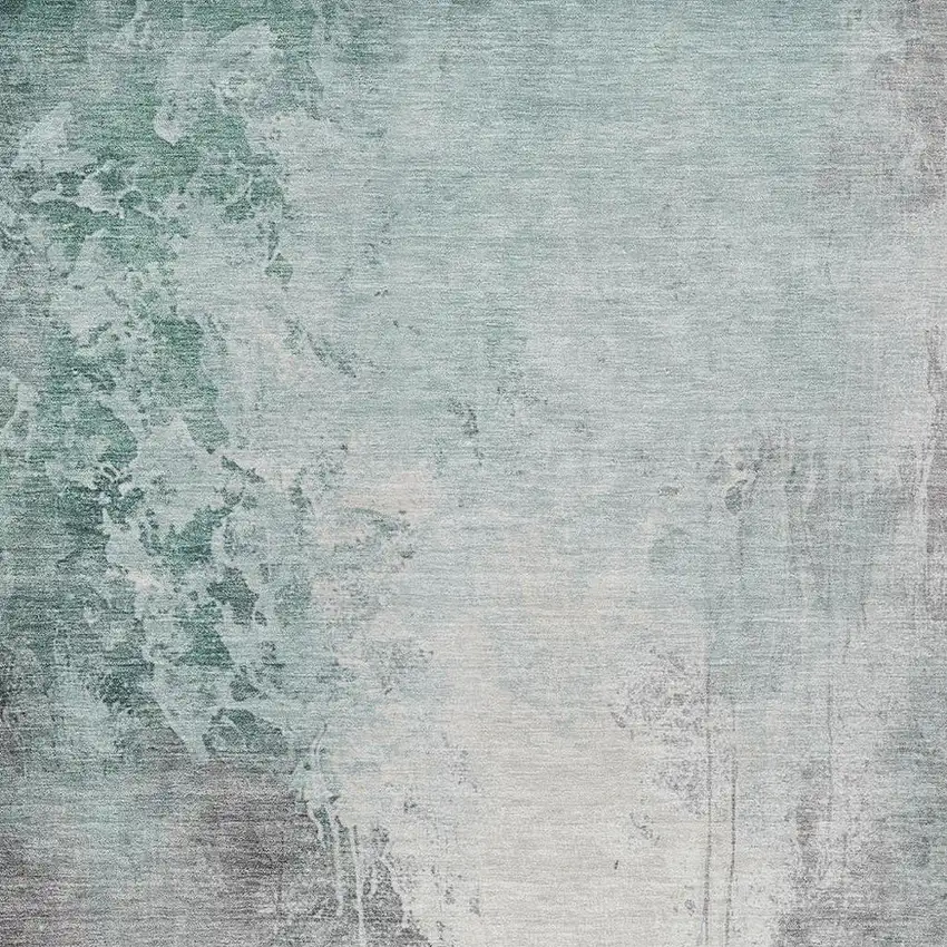 Pale Aqua And Gray Abstract Washable Indoor Outdoor Area Rug Photo 3