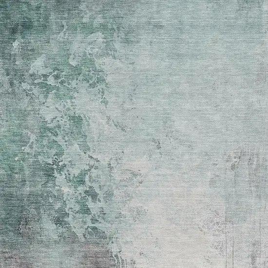 Pale Aqua And Gray Abstract Washable Indoor Outdoor Area Rug Photo 7