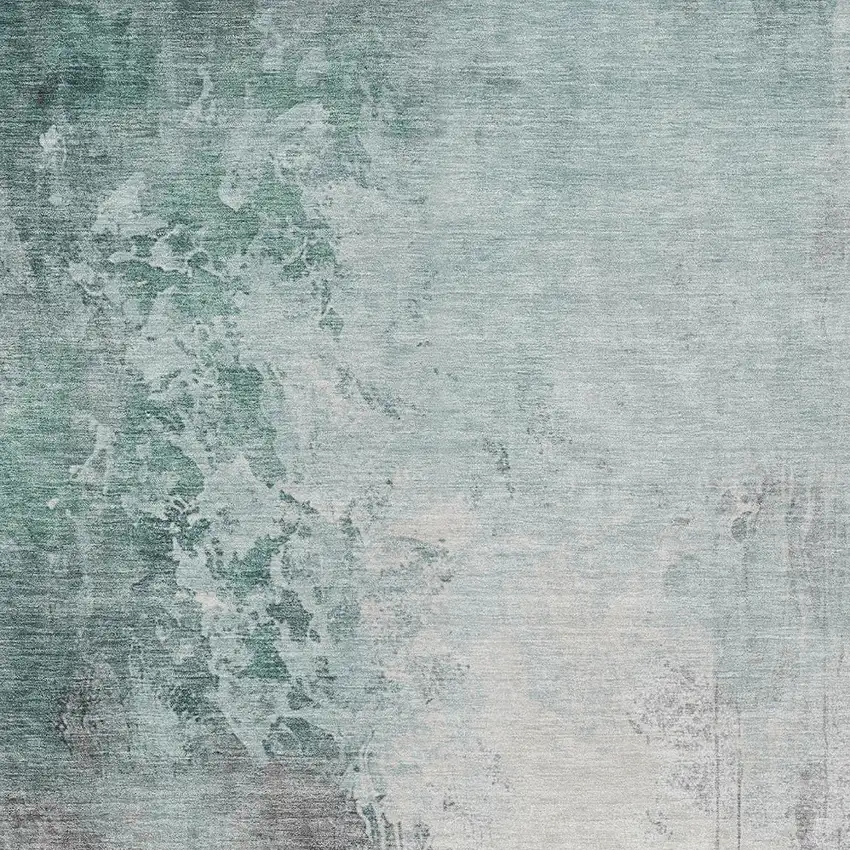 Pale Aqua And Gray Abstract Washable Indoor Outdoor Area Rug Photo 7