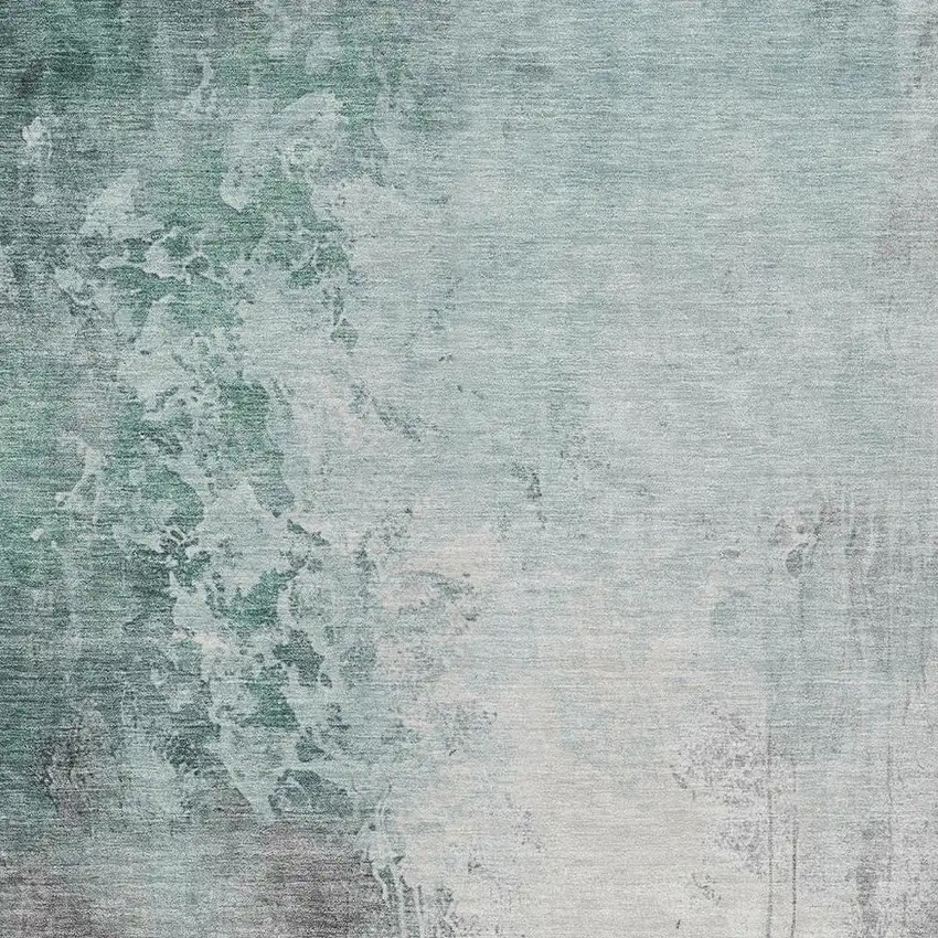 Pale Aqua And Gray Abstract Washable Indoor Outdoor Area Rug Photo 3